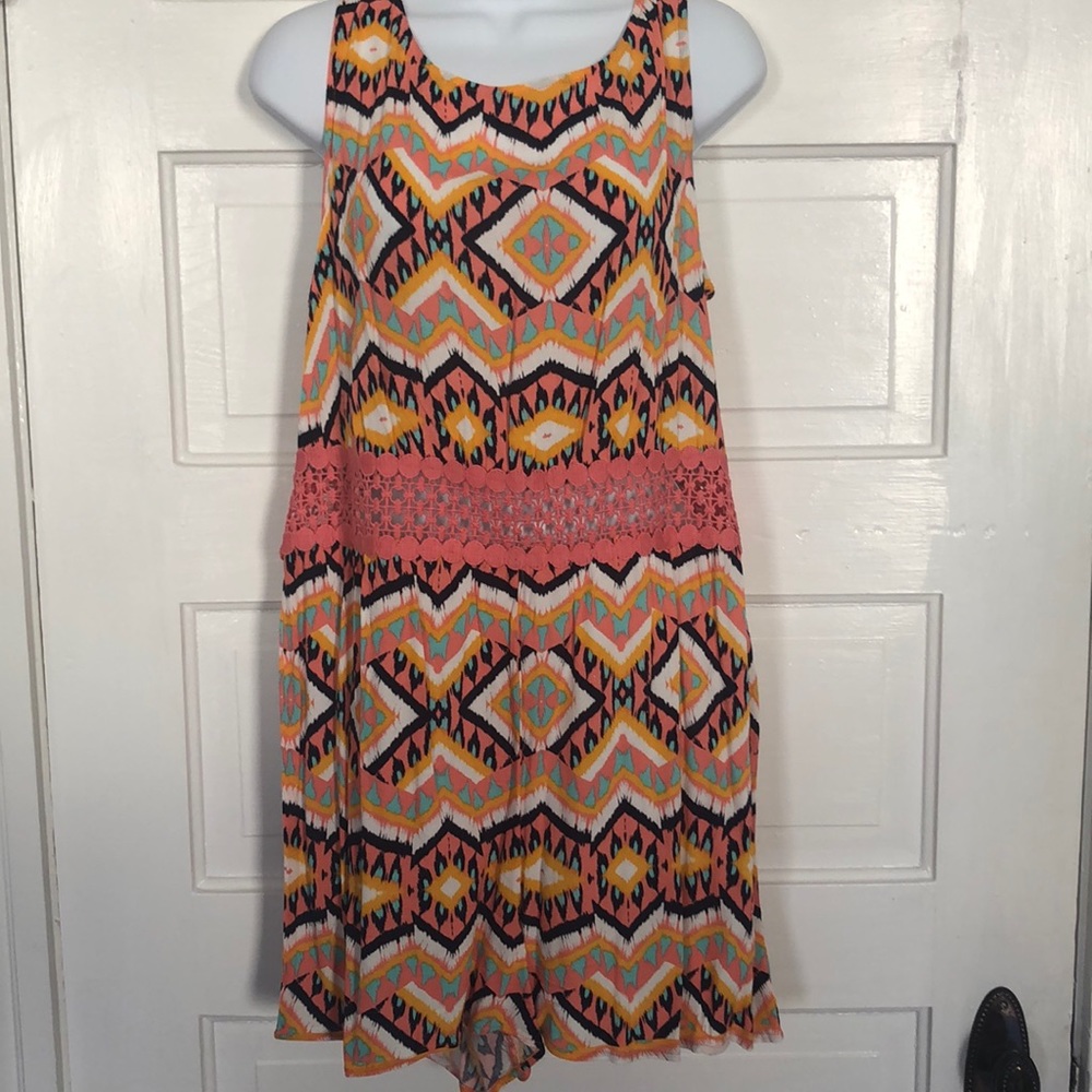 Multi color romper with eyelet waist